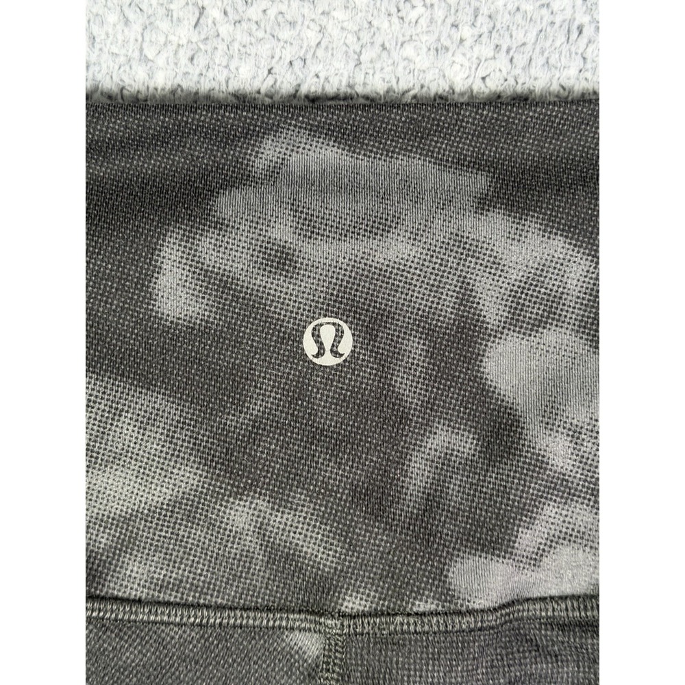 Lululemon Wunder Under Women's Size 8 Rose Print Leggings Black Gray Workout Gym - Picture 3 of 6